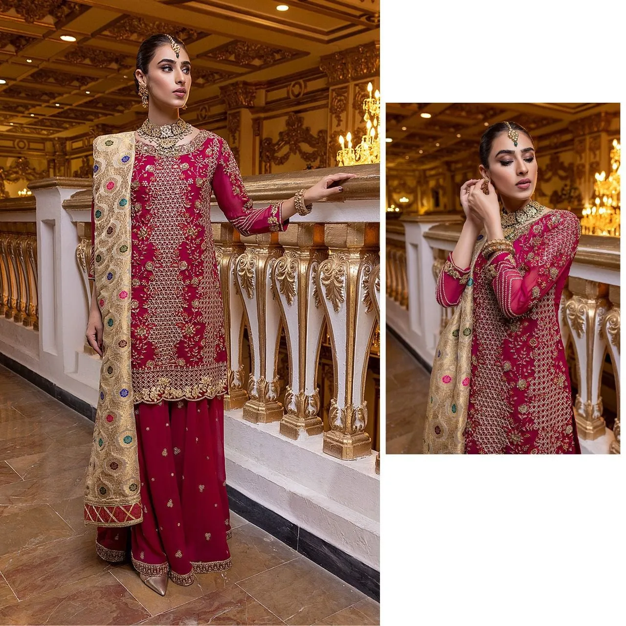 Elegent Red Party Wear Pakistani Style Suit