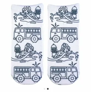 Fire Truck Coloring Socks