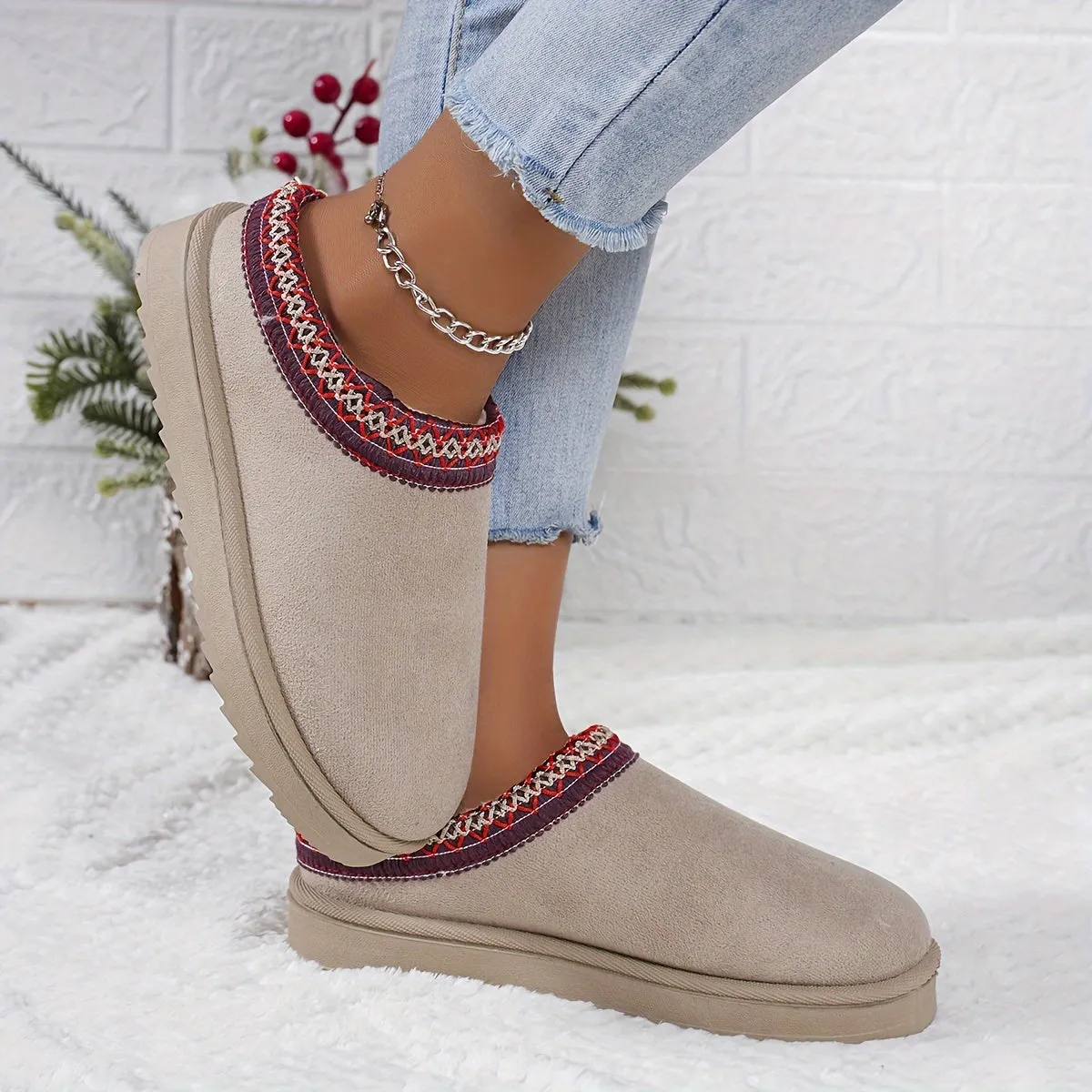 Women's Solid Color Fluffy Boots, Platform Soft Sole Thermal Lining Winter Boots, Non-slip Warm Snow Boots